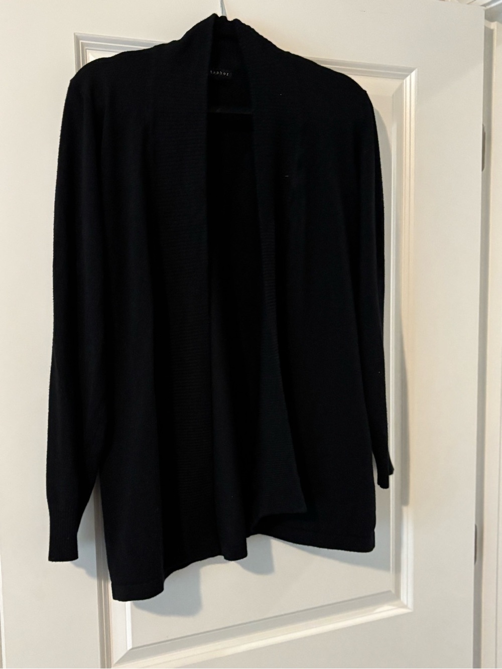 Metaphor Black Open-Front Knit Cardigan